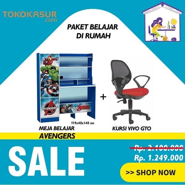 Paket Meja Belajar Avengers + Kursi